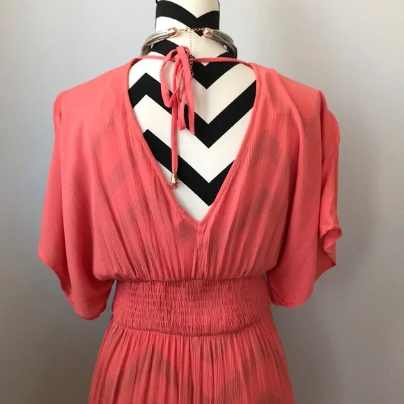 Coral V Neck Maxi Dress - Picture 7 of 8